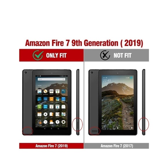 Tablet Case Fire 7 (9th Gen)Flip Stand Cover, Magnetic Closure, Black - Picture 3 of 7